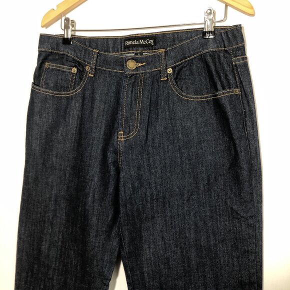 Pamela McCoy Jeans Womens 12 Blue Bootcut Dark Embroidered Paisley Cinch New - Picture 3 of 13